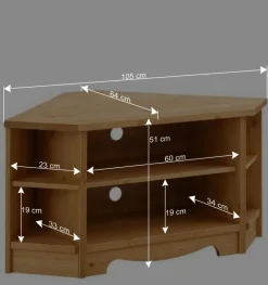 Kiefernholz TV Board für Ecke - Vanpos