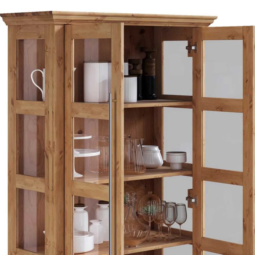 Kiefernholz Vitrine Glastür im Modern Country Style - Noellisa