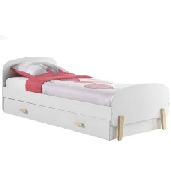 Kinder Ausziehbett in Weiß Natur - Mauricia