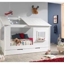 Kinder Hausbett mit Fenster und offenem Dach - Manty