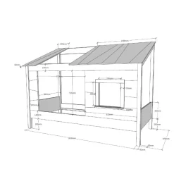 Kinder Hausbett mit Fenster und offenem Dach - Manty