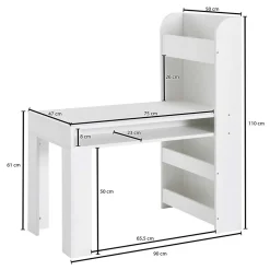 Kinder Schreibtisch mit Regal in Weiß - Intora