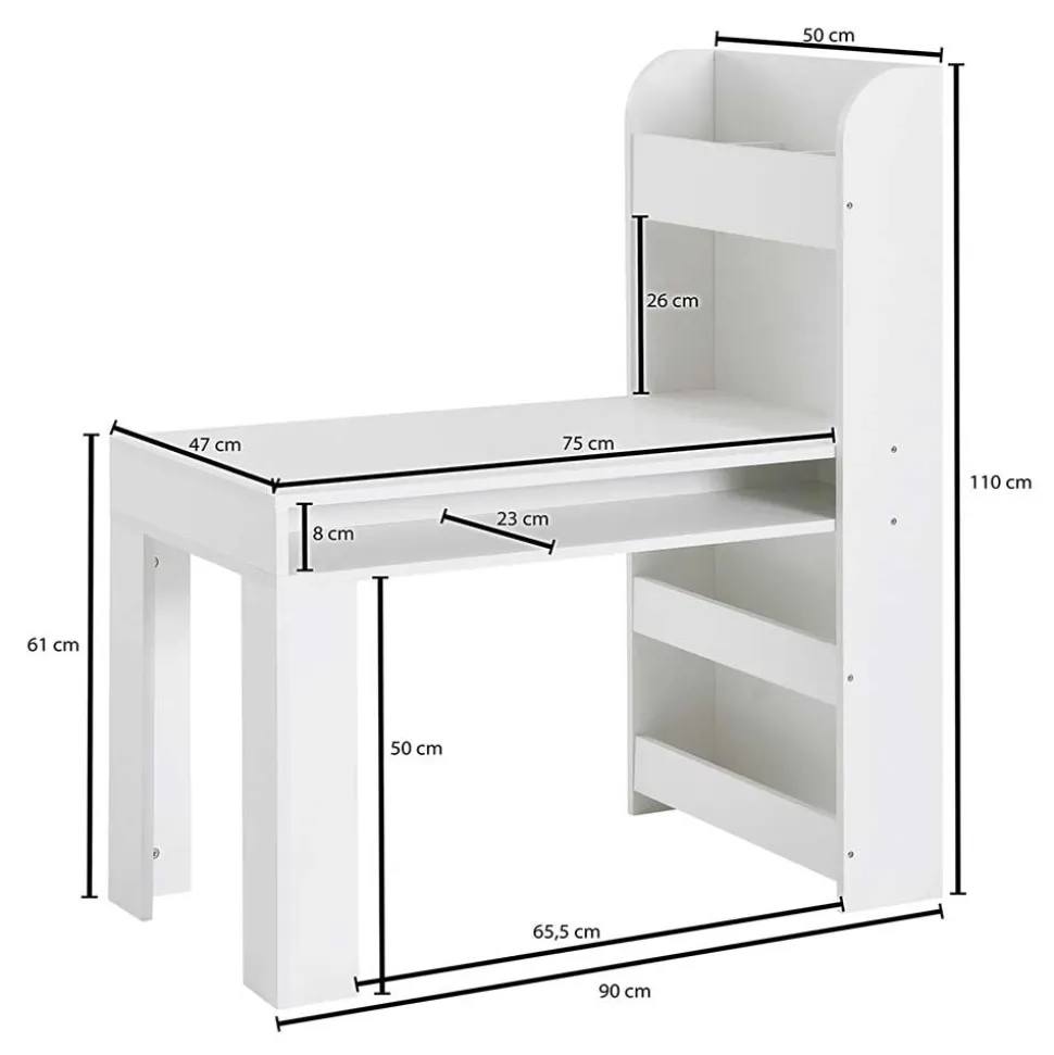 Kinder Schreibtisch mit Regal in Weiß - Intora