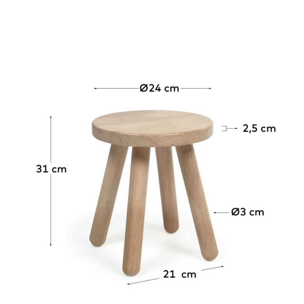 Kinderzimmer Holzhocker aus Gummibaum - Ivano