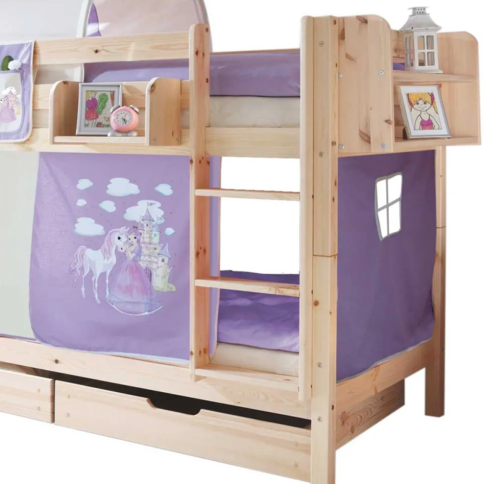 Kinderzimmer Stockbett in Naturfarben - Cartar