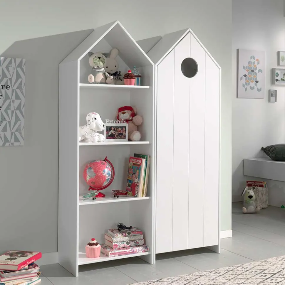 Kinderzimmerschrank & Regal in Weiß - Indefiva (zweiteilig)