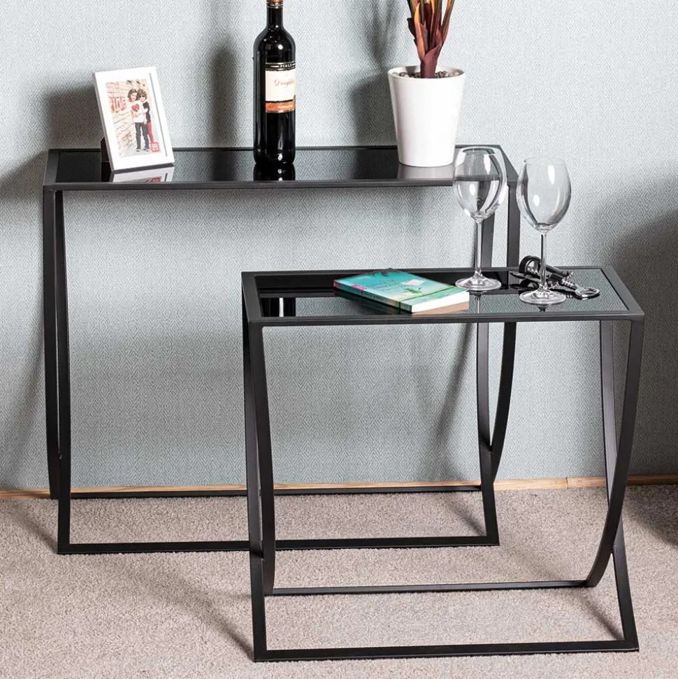 Klappbare Beistelltische in Schwarz - Saltagro (zweiteilig)