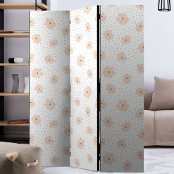 Klappbare Trennwand mit Blumen Muster in Rosa - Telvo