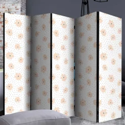 Klappbare Trennwand mit Blumen Muster in Rosa - Telvo