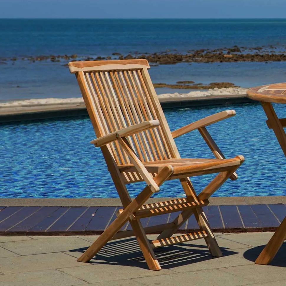 Klappbarer Garten Holzstuhl mit Armlehnen - Klahuma (2er Set)