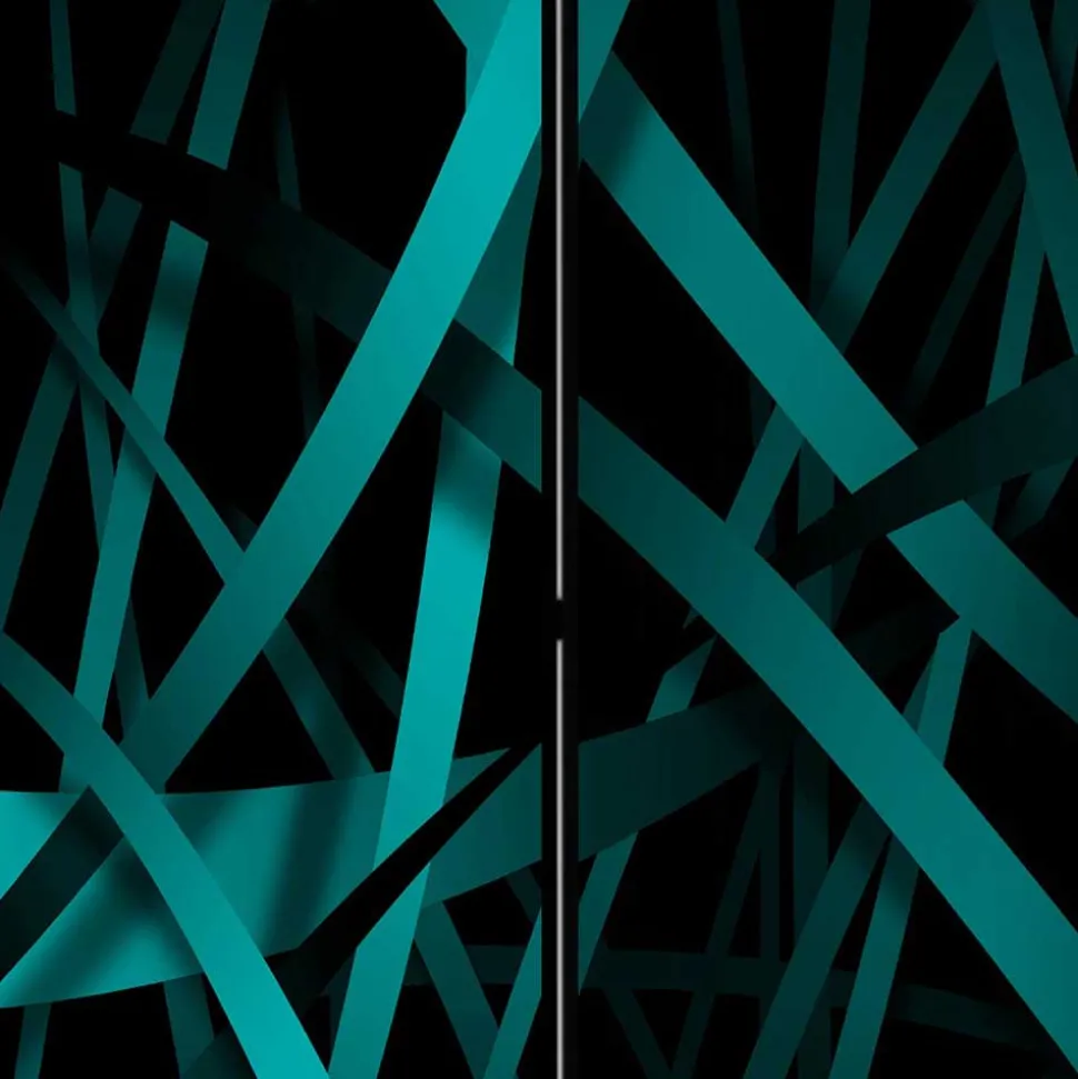 Klappbarer Paravent in Petrol & Schwarz - Live