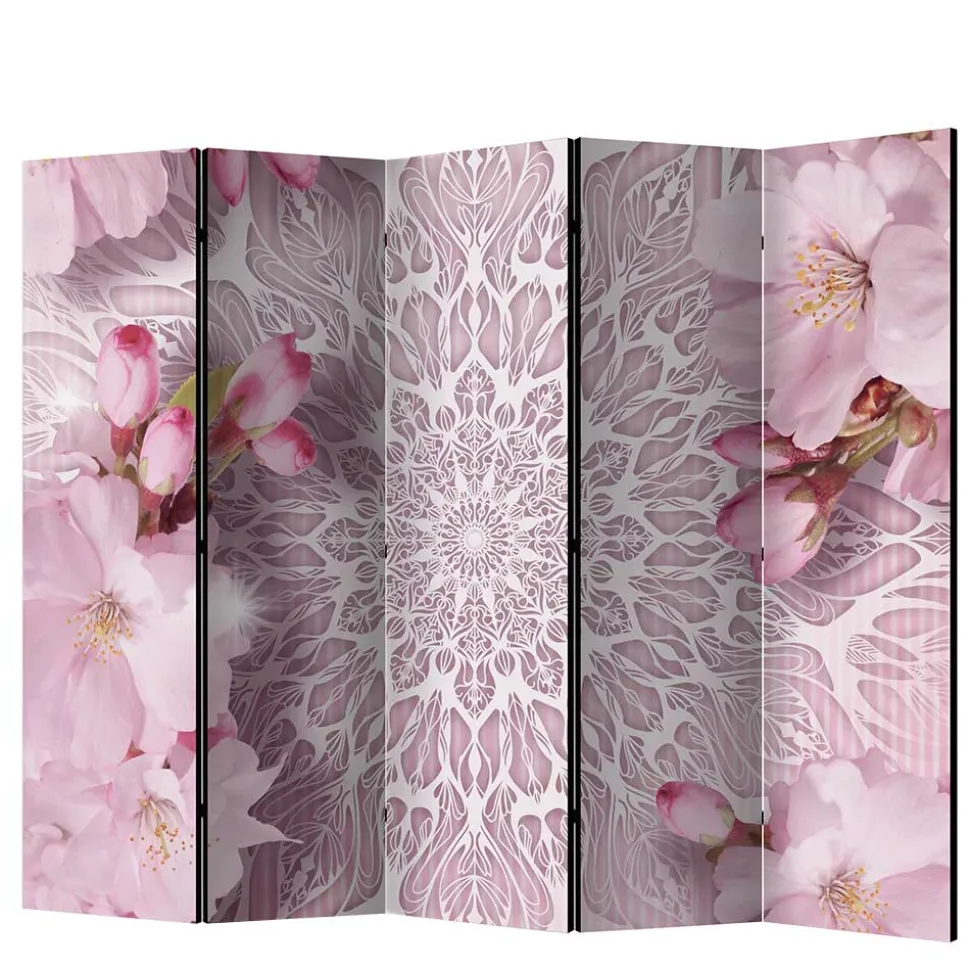 Klappbarer Paravent in Rosa & Weiß - Carika