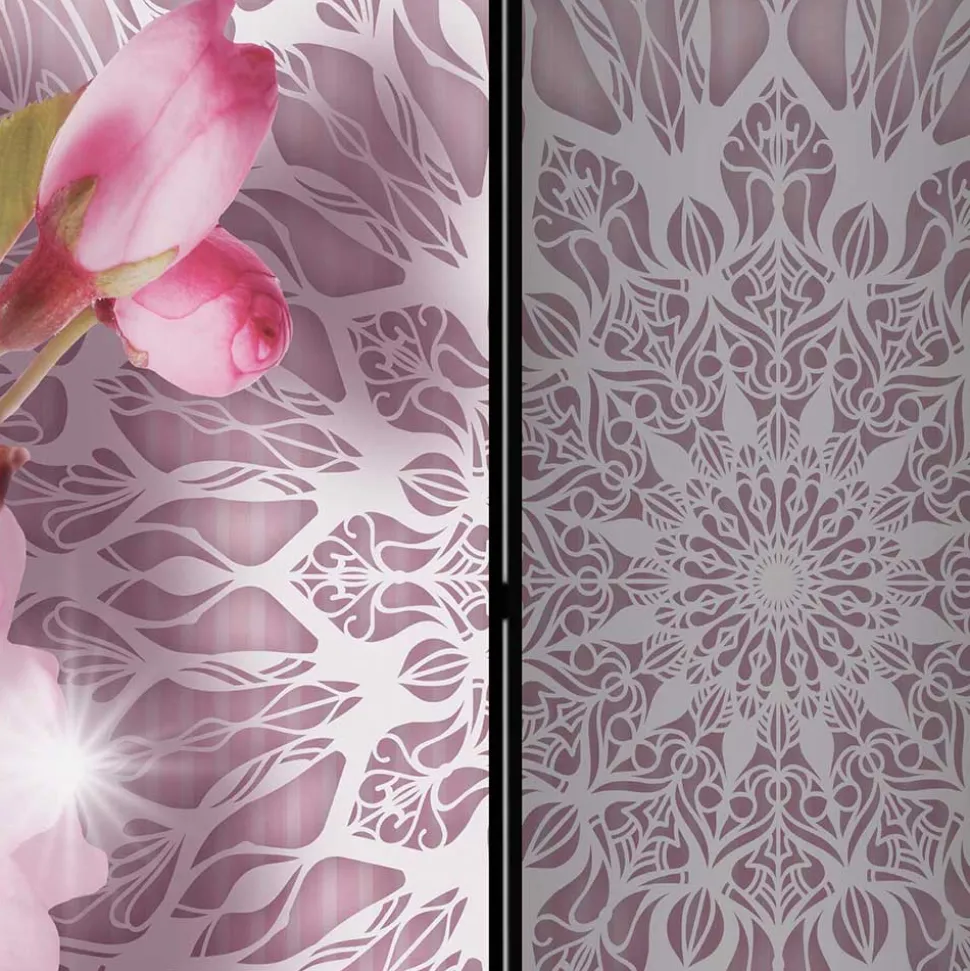 Klappbarer Paravent in Rosa & Weiß - Carika