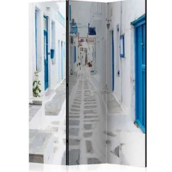 Klappbarer Paravent in Weiß & Blau - Rennia