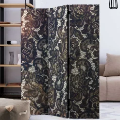 Klappbarer Paravent mit Druckmotiv Spitze - Amby