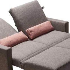 Klappcouch in Grau mit geteilter Rückenlehne Zentra & Kissen Rosa