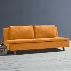 Klappcouch in Ocker mit Eiche - Lyra