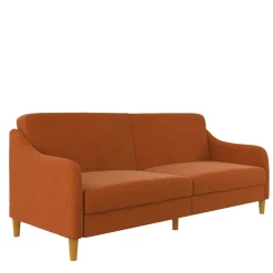 Klappcouch in Orange und Holz Natur - Sipano