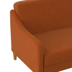 Klappcouch in Orange und Holz Natur - Sipano