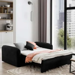 Klappcouch in Schwarz Veloursbezug - Yangu