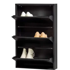 3-Klappen-Schuhschrank in Schwarz - Matic