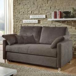 Klappsofa in Dunkelbraun Stoffbezug - Jovena