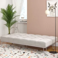 Klappsofa in Hellgrau Samt - Acena