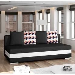 Klappsofa in Schwarzbraun mit Weiß - Bacima