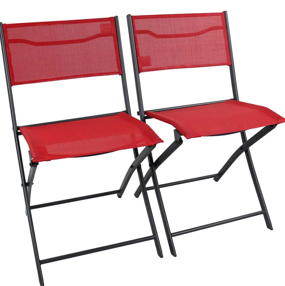 Klappstühle in Rot mit Schwarz - Maximilian (2er Set)