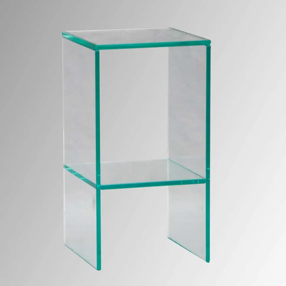 Klarglas Beistelltisch mit quadratischer Tischplatte - Weyna