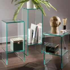 Klarglas Beistelltisch mit quadratischer Tischplatte - Weyna