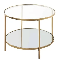 Klarglas Couchtisch mit Zusatzablage - Kalizoa