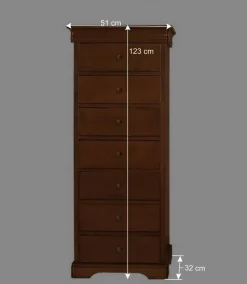 Klassisch gestaltete Hochkommode in Nussbaum - Lemerzi