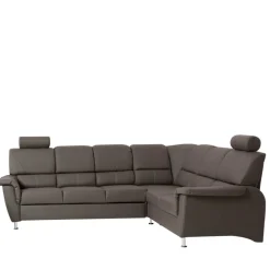 Klassische Eckcouch Isabella in Braun Kunstleder