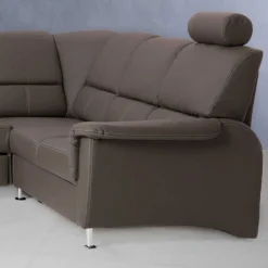 Klassische Eckcouch Isabella in Braun Kunstleder