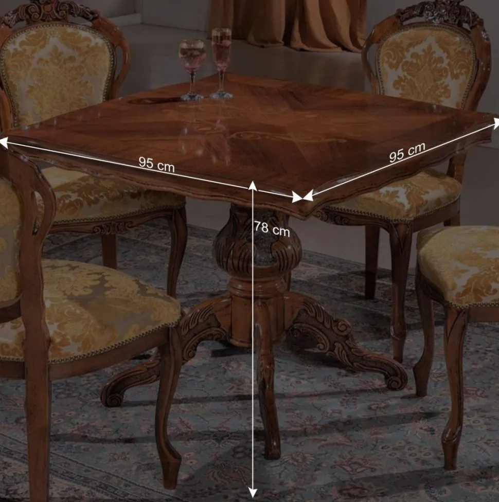 Klassische Essgruppe mit Quadrattisch Magari & 4 Polsterstühlen (fünfteilig)