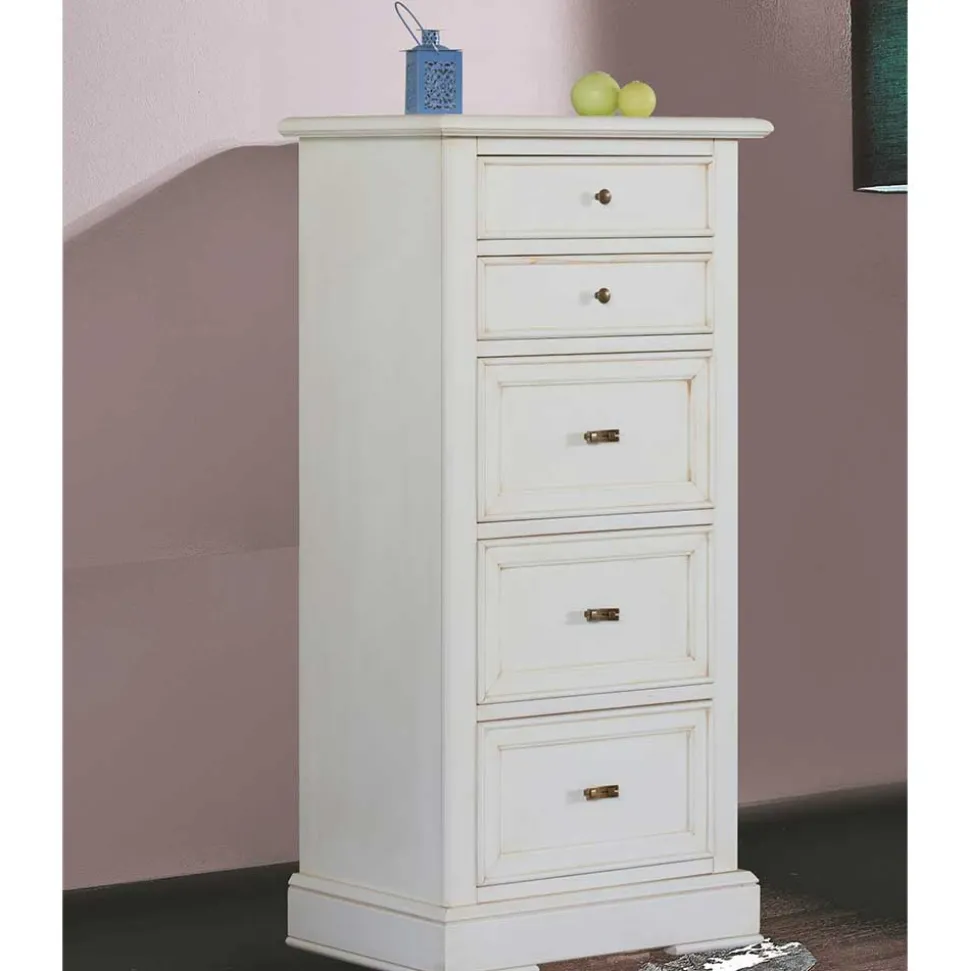 Klassische Hochkommode in Antikweiß - Annot