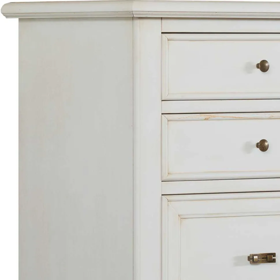 Klassische Hochkommode in Antikweiß - Annot