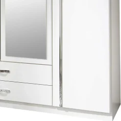 Klassischer Kleiderschrank in Weiß mit Chrom - Miracella