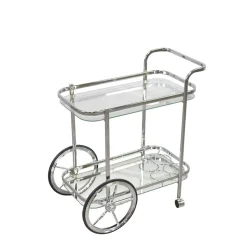 Klassischer Servierwagen in Glas & Chrom - Felzon
