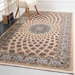 Klassischer Teppich in Hellbraun & Creme & Mehrfarbig - Dortina