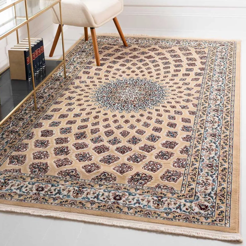 Klassischer Teppich in Hellbraun & Creme & Mehrfarbig - Dortina