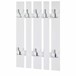 Klassisches Garderobenpaneel in Weiß 65cm breit Vaipuran mit 8 Metallhaken