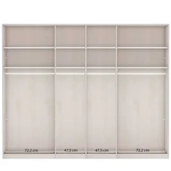 Kleiderschrank in Eiche Bianco & Spiegel - Paniola