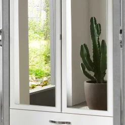 Kleiderschrank in Weiß & Betonoptik mit Chrom - Hotti I