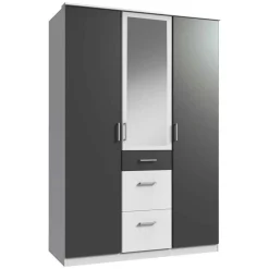 Kleiderschrank in Weiß & Dunkelgrau - Vanila I