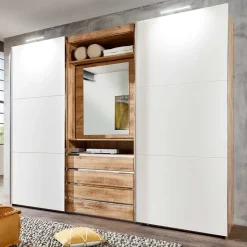 Kleiderschrank in Weiß & Plankeneiche Optik - Stufania