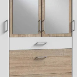 Kleiderschrank in Weiß und Eiche Sägerau Dekor - Magdelan I