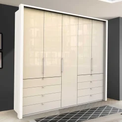 Kleiderschrank mit Glasfront in Cremefarben - Zidarie