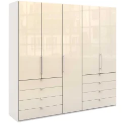 Kleiderschrank mit Glasfront in Cremefarben - Zidarie